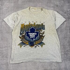 Vtg Toronto Maple Leafs Shirt mens Large Gray Spell Out Crest 90s Ravens NHL